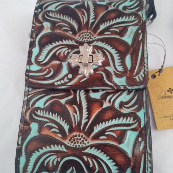 Patricia Nash P815133 Tooled Turquoise Leather Canicella Crossbody Purse… - Picture 3 of 15